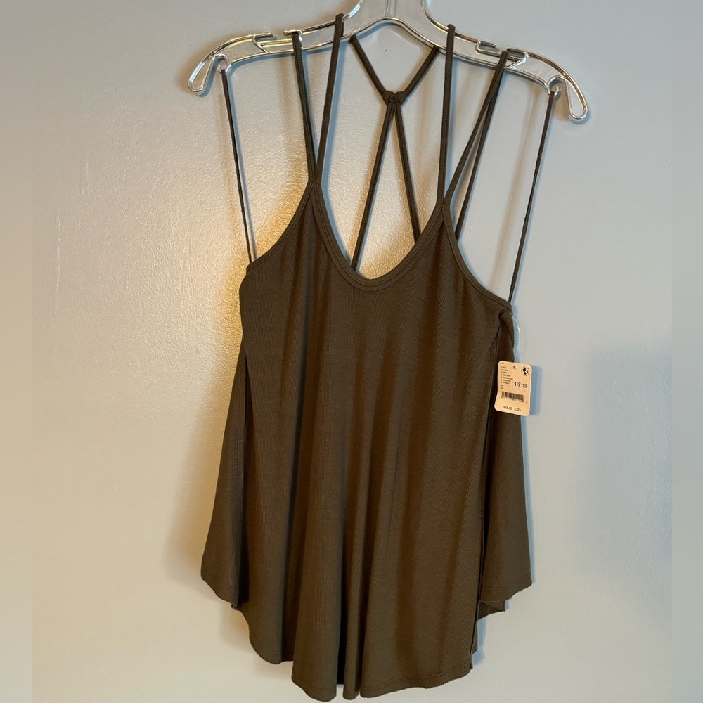 Free People NWT Green Strappy Flowy Top